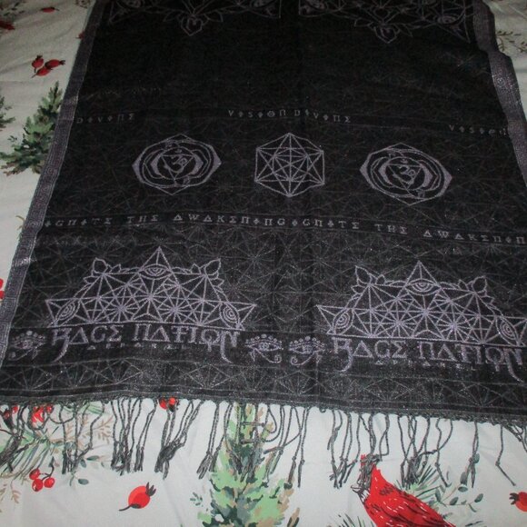 Rage Nation pashmina metallic purple and black fringe  scarf - Picture 4 of 6